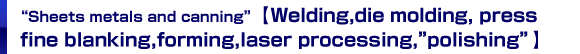 Sheet metals and canning[Welding,die molding,press fine blanking, forming,laser processing,polishing]
